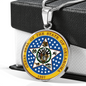 Oklahoma State Seal Necklace Circle Pendant Stainless Steel or 18k Gold 18-22"-Express Your Love Gifts