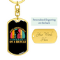 Old Guy On A Bicycle Cycling Keychain Stainless Steel or 18k Gold Dog Tag Keyring-Express Your Love Gifts