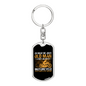 Old Man On Motorcycle Biker Keychain Stainless Steel or 18k Gold Dog Tag Keyring-Express Your Love Gifts