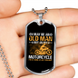 Old Man On Motorcycle Biker Necklace Stainless Steel or 18k Gold Dog Tag 24"-Express Your Love Gifts