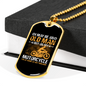 Old Man On Motorcycle Biker Necklace Stainless Steel or 18k Gold Dog Tag 24"-Express Your Love Gifts