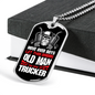Old Man Trucker Dog Tag Stainless Steel or 18k Gold 24" Chain-Express Your Love Gifts