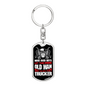 Old Man Trucker Swivel Keychain Dog Tag Stainless Steel or 18k Gold-Express Your Love Gifts