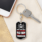 Old Man Trucker Swivel Keychain Dog Tag Stainless Steel or 18k Gold-Express Your Love Gifts
