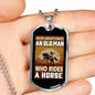 Old Man Who Rides a Horse Horse Necklace Stainless Steel or 18k Gold Dog Tag 24" Chain-Express Your Love Gifts
