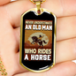 Old Man Who Rides a Horse Horse Necklace Stainless Steel or 18k Gold Dog Tag 24" Chain-Express Your Love Gifts