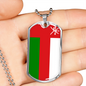 Oman Flag Necklace Stainless Steel or 18k Gold Dog Tag 24" Chain-Express Your Love Gifts
