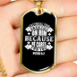 On Him Because He CAres Christian Necklace Stainless Steel or 18k Gold Dog Tag 24" Chain-Express Your Love Gifts