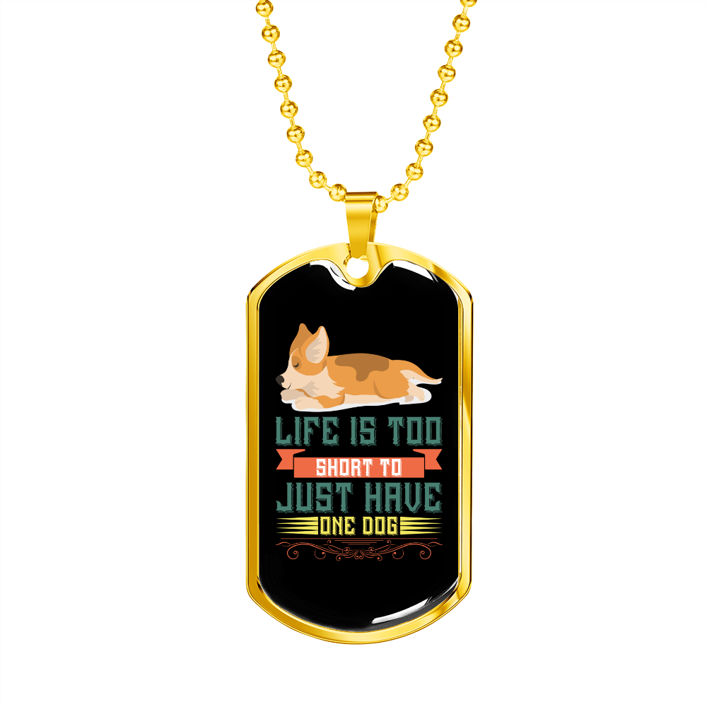 One Dog Blue Necklace Stainless Steel or 18k Gold Dog Tag 24" Chain-Express Your Love Gifts