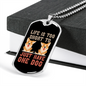 One Dog Peach Necklace Stainless Steel or 18k Gold Dog Tag 24" Chain-Express Your Love Gifts