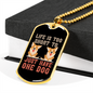 One Dog Peach Necklace Stainless Steel or 18k Gold Dog Tag 24" Chain-Express Your Love Gifts