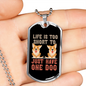 One Dog Peach Necklace Stainless Steel or 18k Gold Dog Tag 24" Chain-Express Your Love Gifts