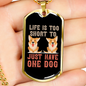 One Dog Peach Necklace Stainless Steel or 18k Gold Dog Tag 24" Chain-Express Your Love Gifts
