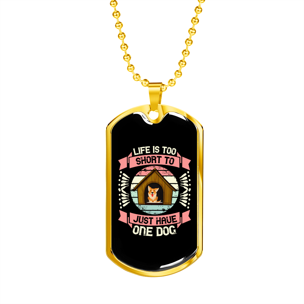 One Dog Pink Necklace Stainless Steel or 18k Gold Dog Tag 24" Chain-Express Your Love Gifts