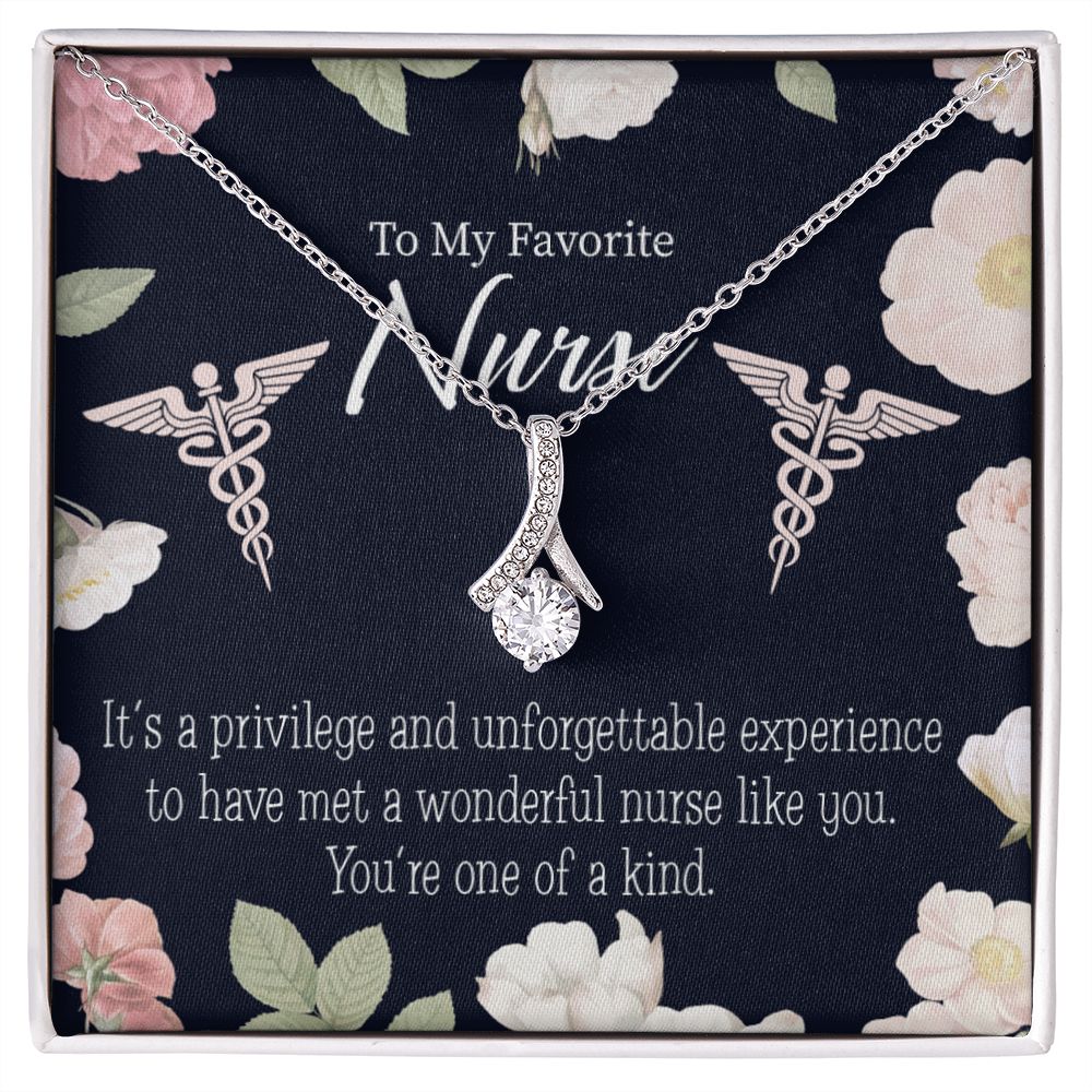 One of a Kind Healthcare Medical Worker Nurse Appreciation Gift Alluring Ribbon Necklace Message Card-Express Your Love Gifts
