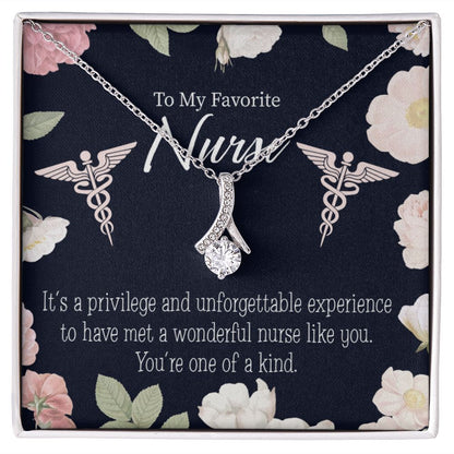 One of a Kind Healthcare Medical Worker Nurse Appreciation Gift Alluring Ribbon Necklace Message Card-Express Your Love Gifts