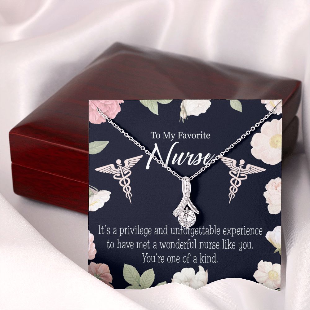 One of a Kind Healthcare Medical Worker Nurse Appreciation Gift Alluring Ribbon Necklace Message Card-Express Your Love Gifts