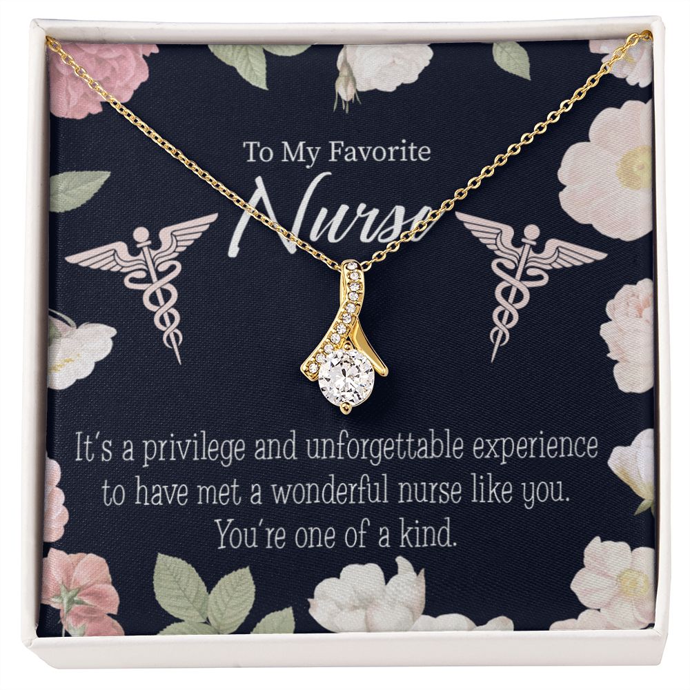 One of a Kind Healthcare Medical Worker Nurse Appreciation Gift Alluring Ribbon Necklace Message Card-Express Your Love Gifts