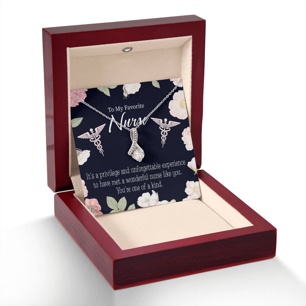 One of a Kind Healthcare Medical Worker Nurse Appreciation Gift Alluring Ribbon Necklace Message Card-Express Your Love Gifts