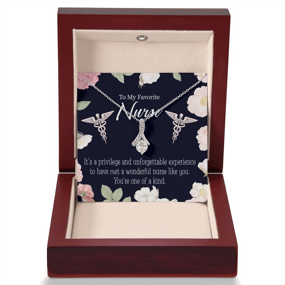 One of a Kind Healthcare Medical Worker Nurse Appreciation Gift Alluring Ribbon Necklace Message Card-Express Your Love Gifts