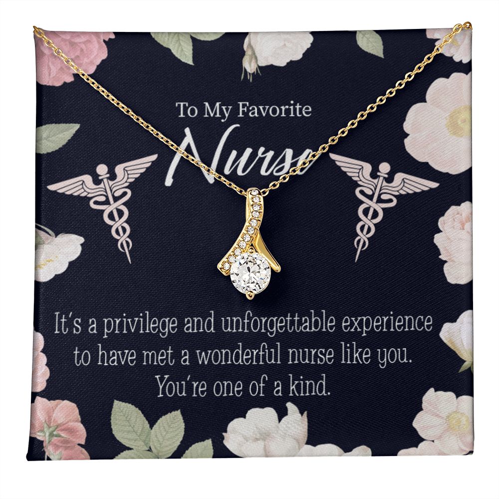 One of a Kind Healthcare Medical Worker Nurse Appreciation Gift Alluring Ribbon Necklace Message Card-Express Your Love Gifts