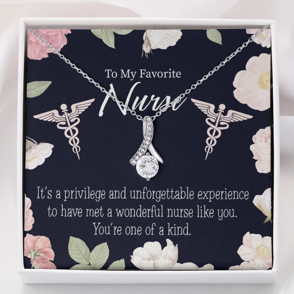 One of a Kind Healthcare Medical Worker Nurse Appreciation Gift Alluring Ribbon Necklace Message Card-Express Your Love Gifts