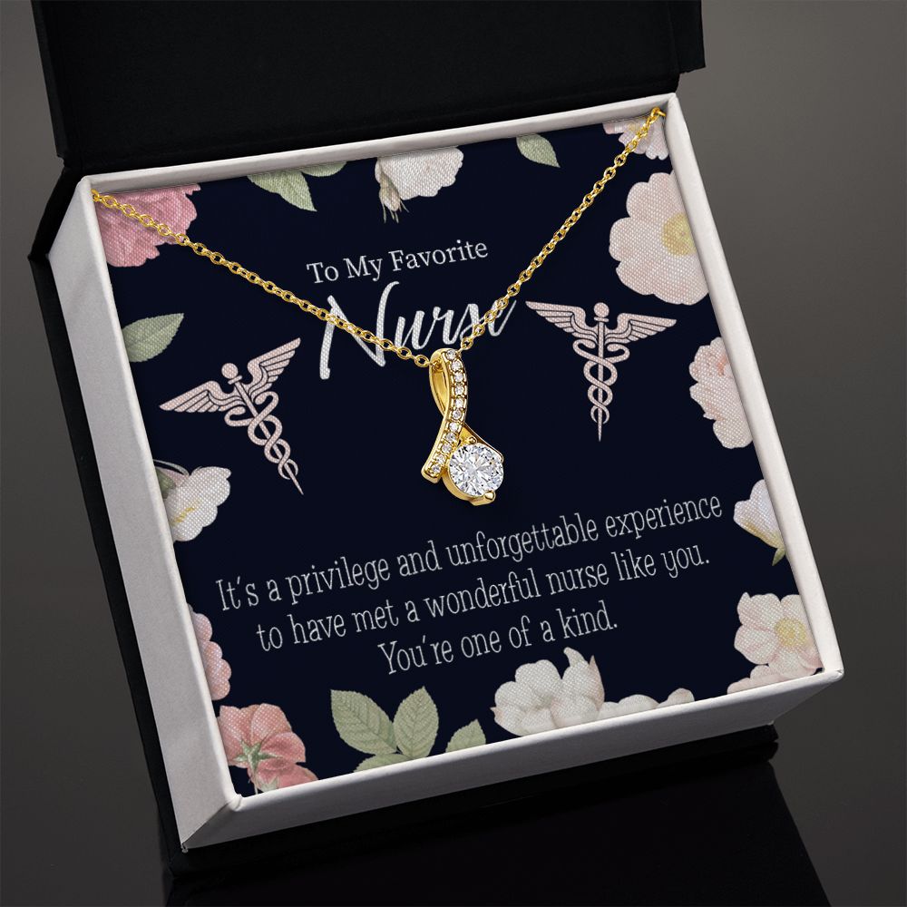 One of a Kind Healthcare Medical Worker Nurse Appreciation Gift Alluring Ribbon Necklace Message Card-Express Your Love Gifts