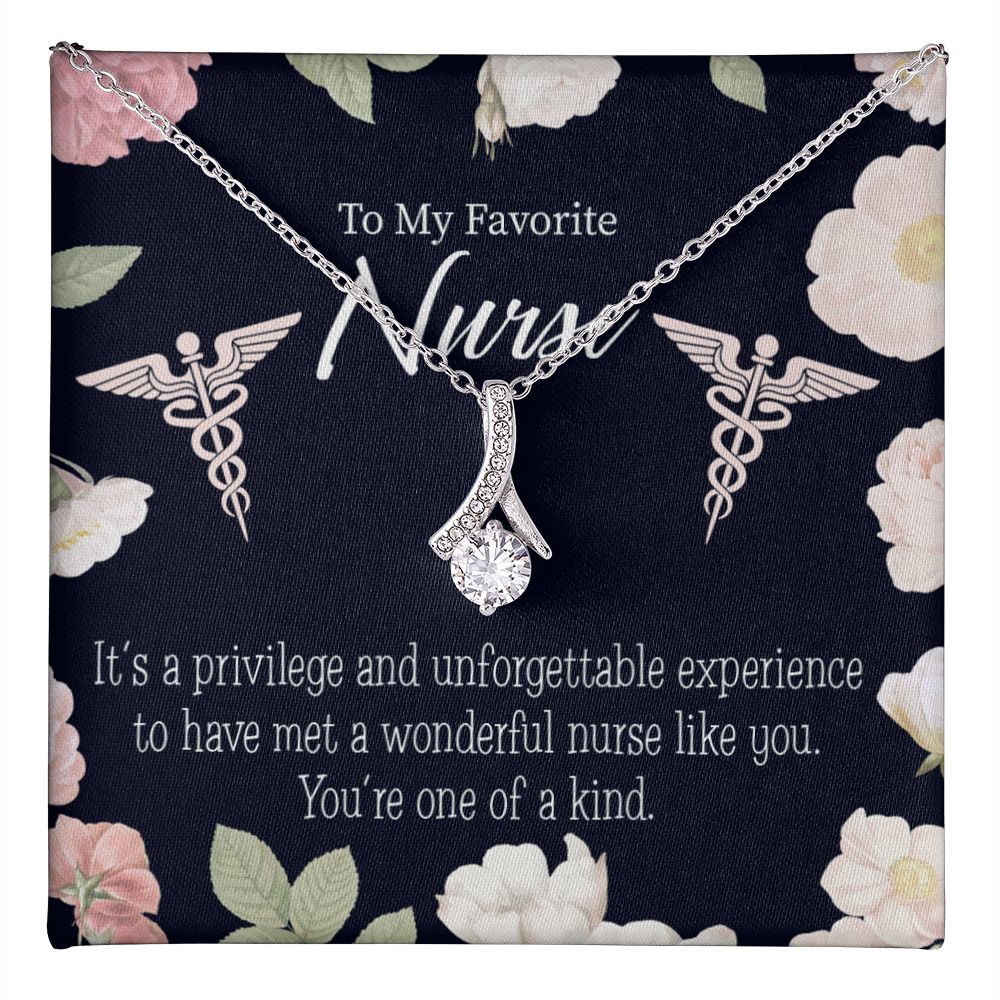 One of a Kind Healthcare Medical Worker Nurse Appreciation Gift Alluring Ribbon Necklace Message Card-Express Your Love Gifts