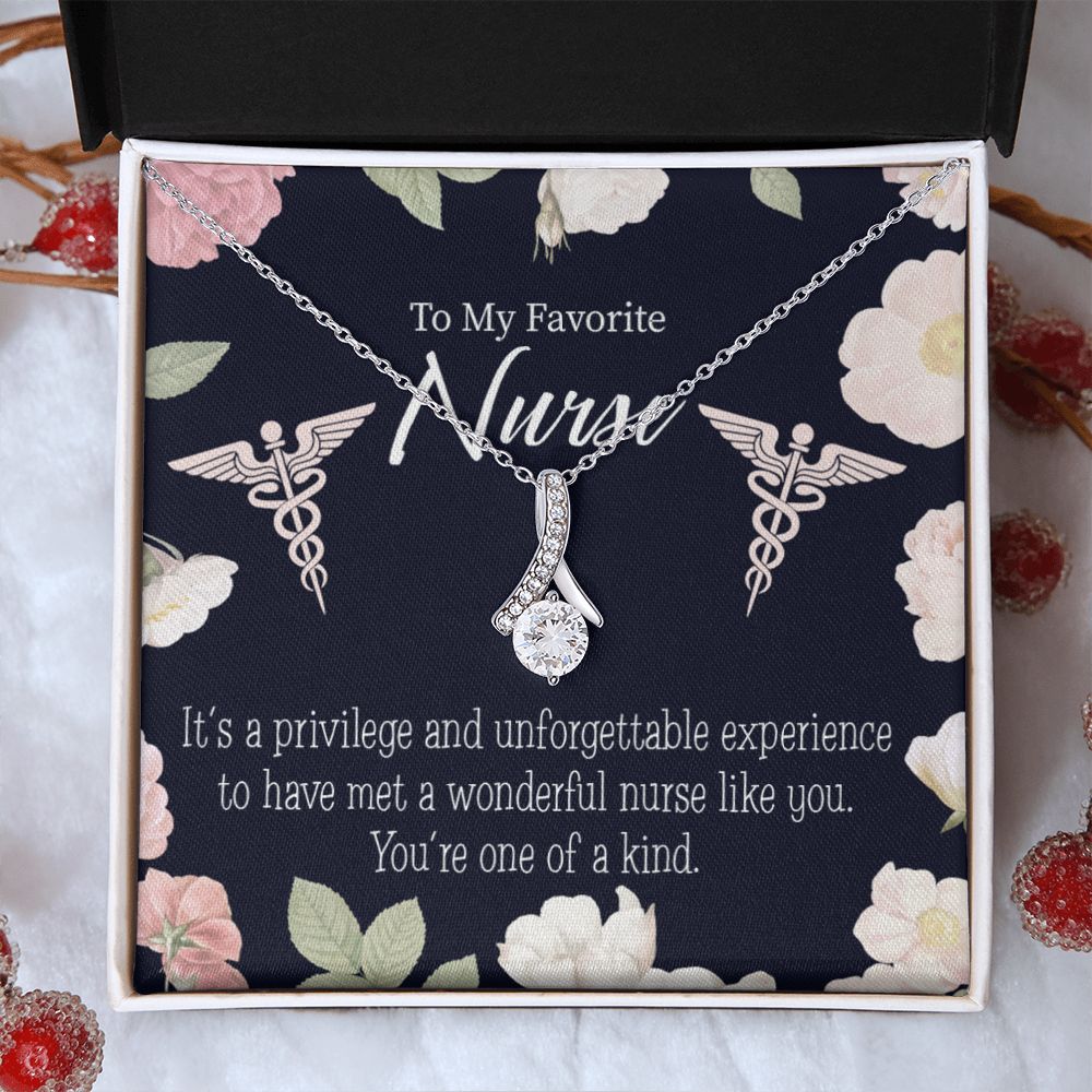 One of a Kind Healthcare Medical Worker Nurse Appreciation Gift Alluring Ribbon Necklace Message Card-Express Your Love Gifts