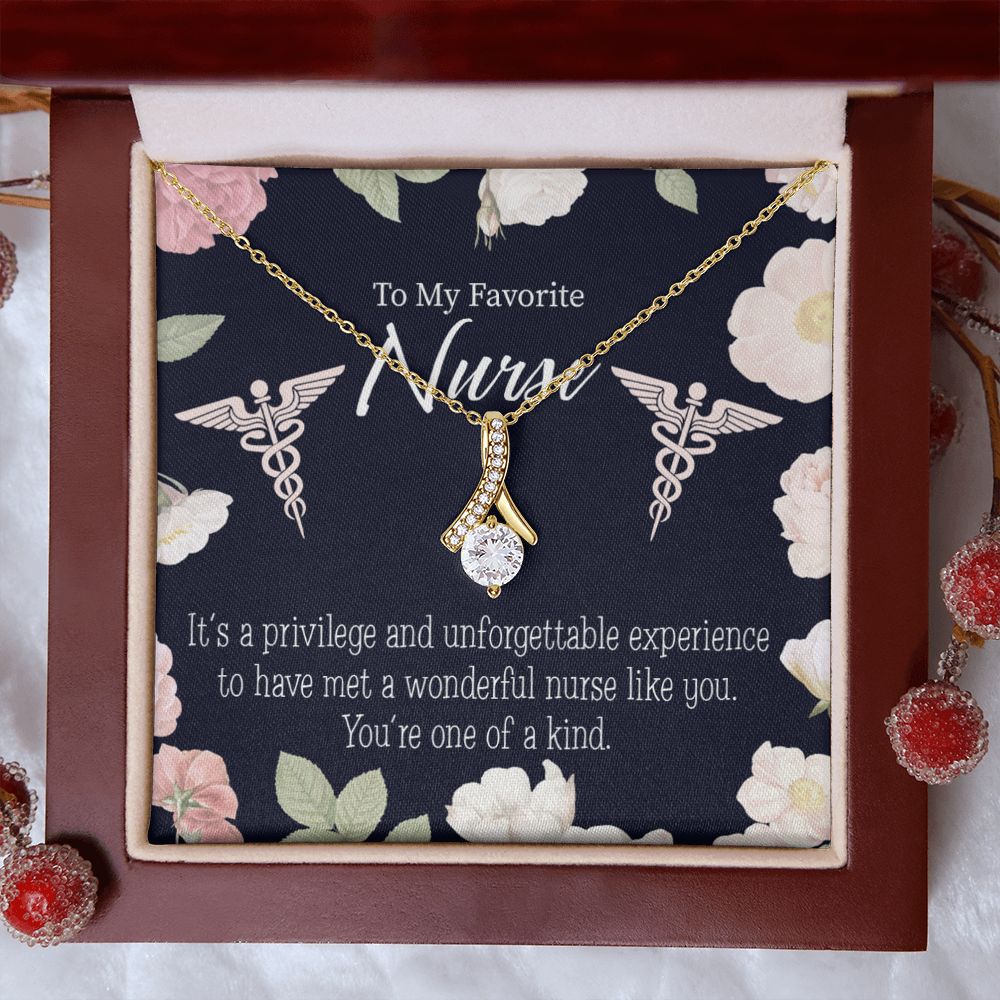 One of a Kind Healthcare Medical Worker Nurse Appreciation Gift Alluring Ribbon Necklace Message Card-Express Your Love Gifts