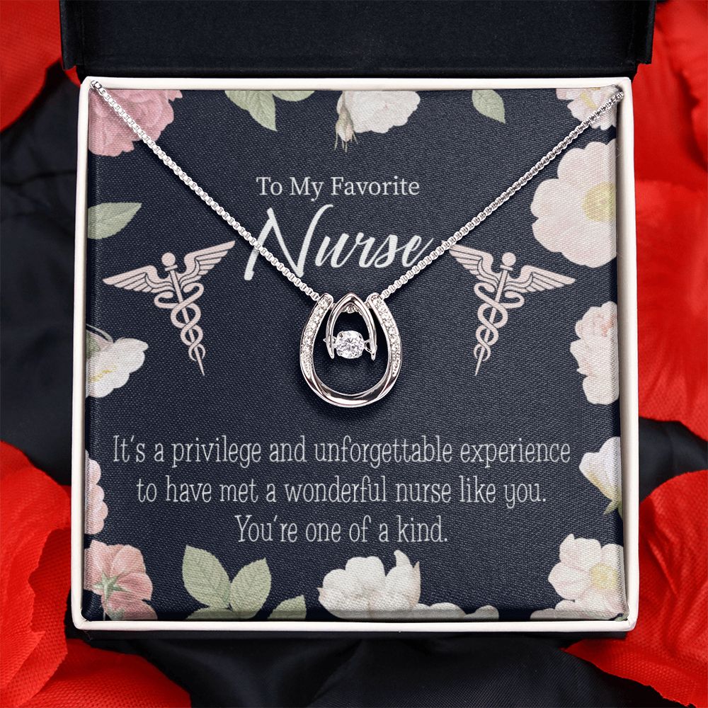 One of a Kind Healthcare Medical Worker Nurse Appreciation Gift Lucky Horseshoe Necklace Message Card 14k w CZ Crystals-Express Your Love Gifts