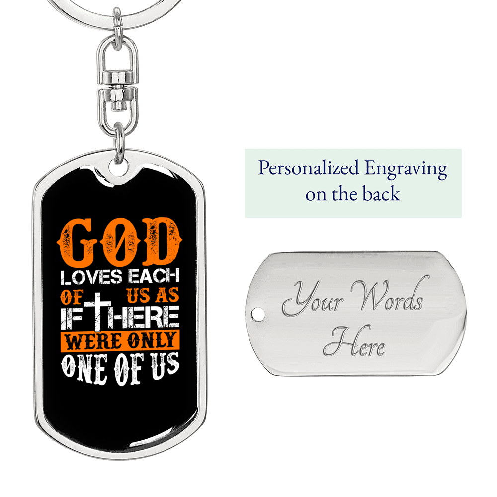 One Of Us Keychain Stainless Steel or 18k Gold Dog Tag Keyring-Express Your Love Gifts
