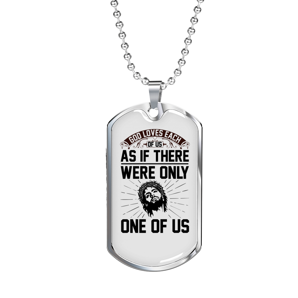 One Of Us Necklace Stainless Steel or 18k Gold Dog Tag 24" Chain-Express Your Love Gifts