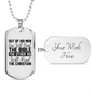 One Will Read Bible Christian Necklace Stainless Steel or 18k Gold Dog Tag 24" Chain-Express Your Love Gifts