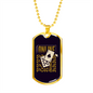 Online Poker Gambler Necklace Stainless Steel or 18k Gold Dog Tag 24" Chain-Express Your Love Gifts