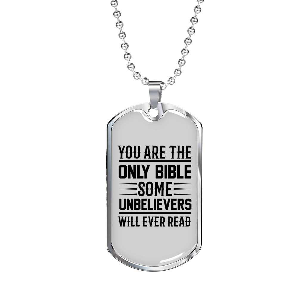 Only Bible Christian Necklace Stainless Steel or 18k Gold Dog Tag 24" Chain-Express Your Love Gifts