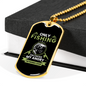 Only Fishing Can Control My Anger Necklace Stainless Steel or 18k Gold Dog Tag 24" Chain-Express Your Love Gifts