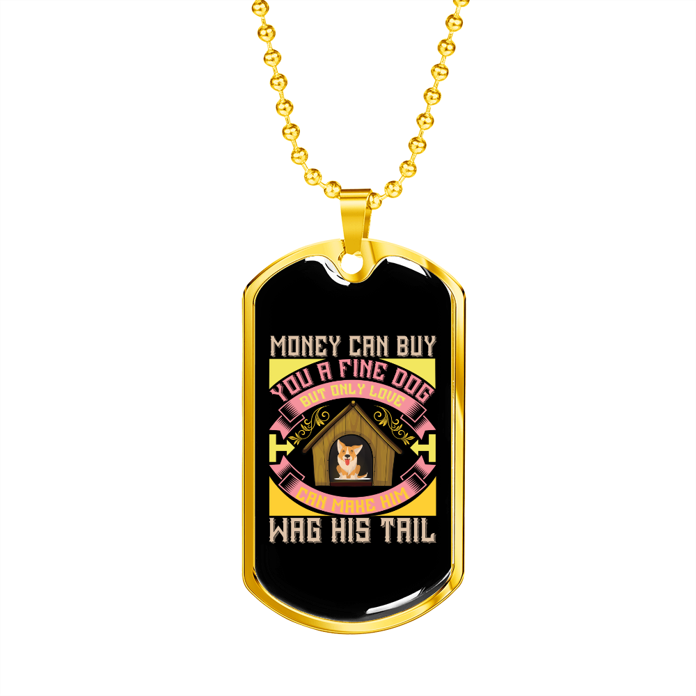 Only Love Dog House Necklace Stainless Steel or 18k Gold Dog Tag 24" Chain-Express Your Love Gifts