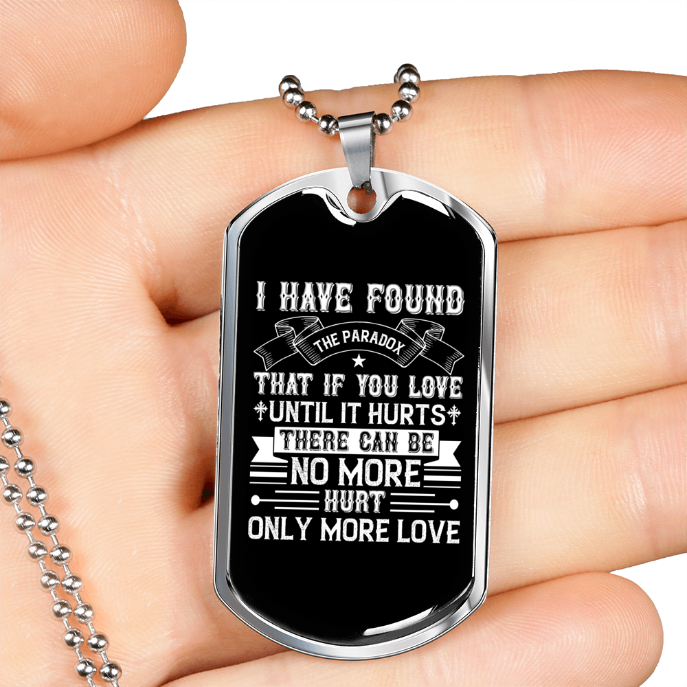 Only More Love Christian Necklace Stainless Steel or 18k Gold Dog Tag 24" Chain-Express Your Love Gifts