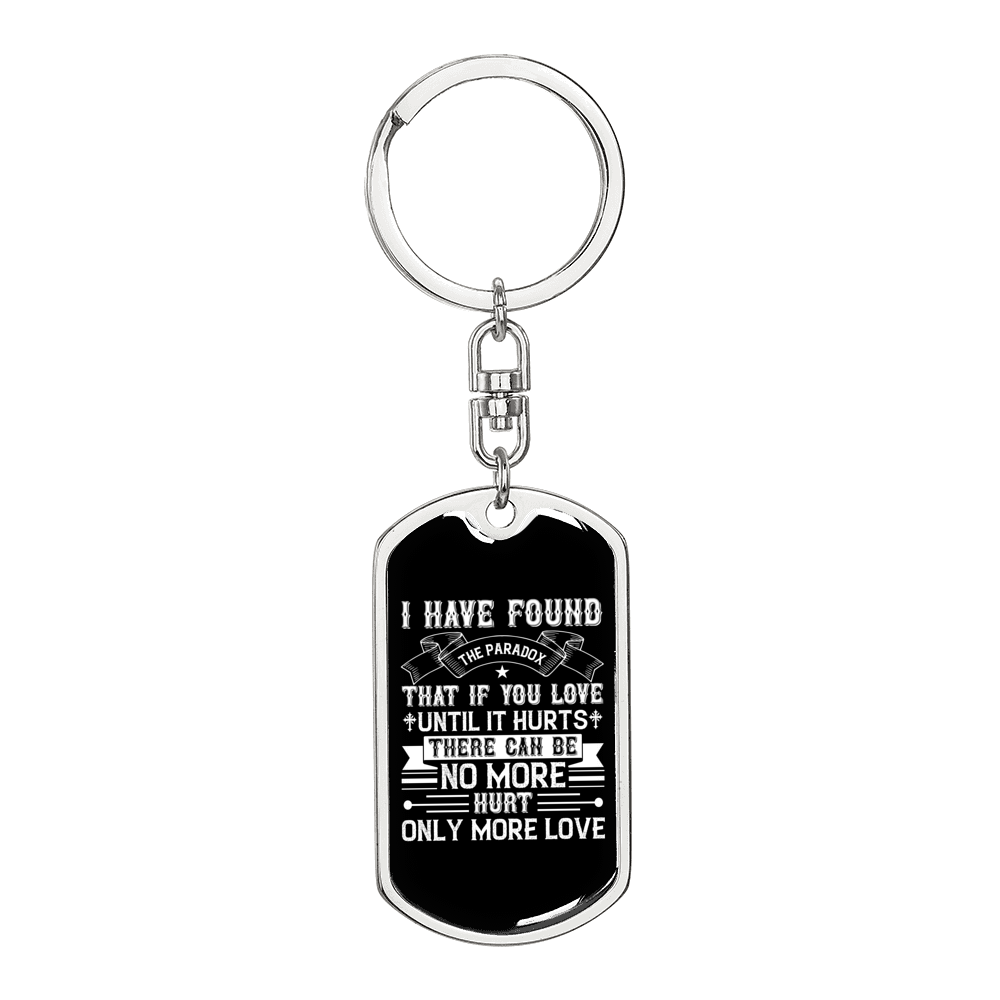 Only More Love Keychain Stainless Steel or 18k Gold Dog Tag Keyring-Express Your Love Gifts