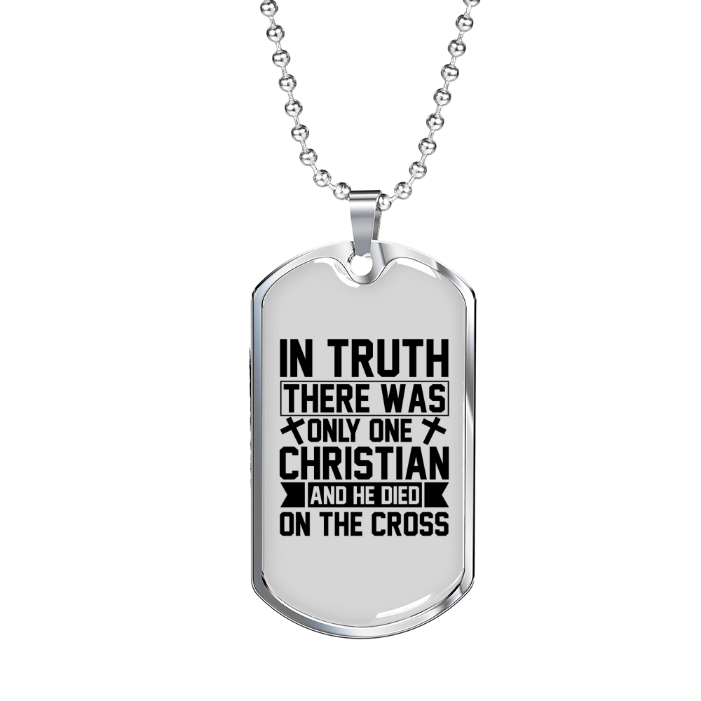 Only One Christian Christian Necklace Stainless Steel or 18k Gold Dog Tag 24" Chain-Express Your Love Gifts
