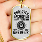 Only One Of Us Christian Necklace Stainless Steel or 18k Gold Dog Tag 24" Chain-Express Your Love Gifts