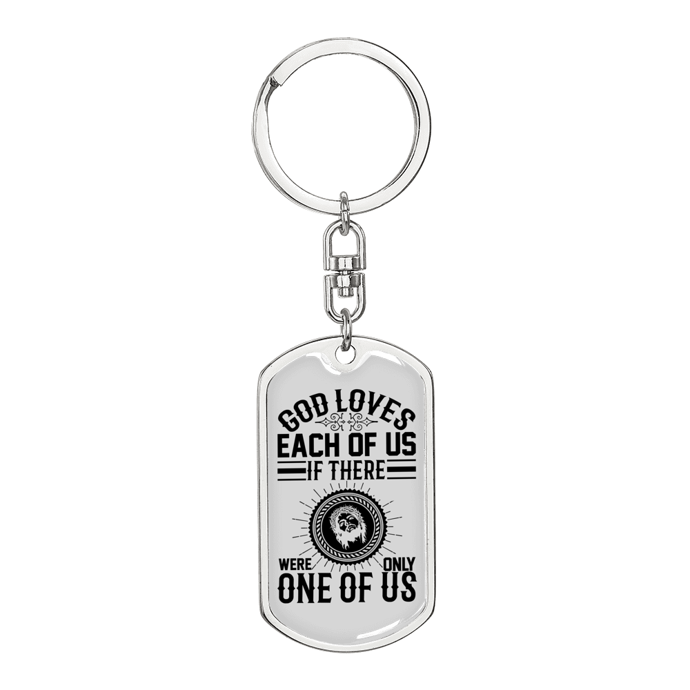 Only One Of Us Keychain Stainless Steel or 18k Gold Dog Tag Keyring-Express Your Love Gifts