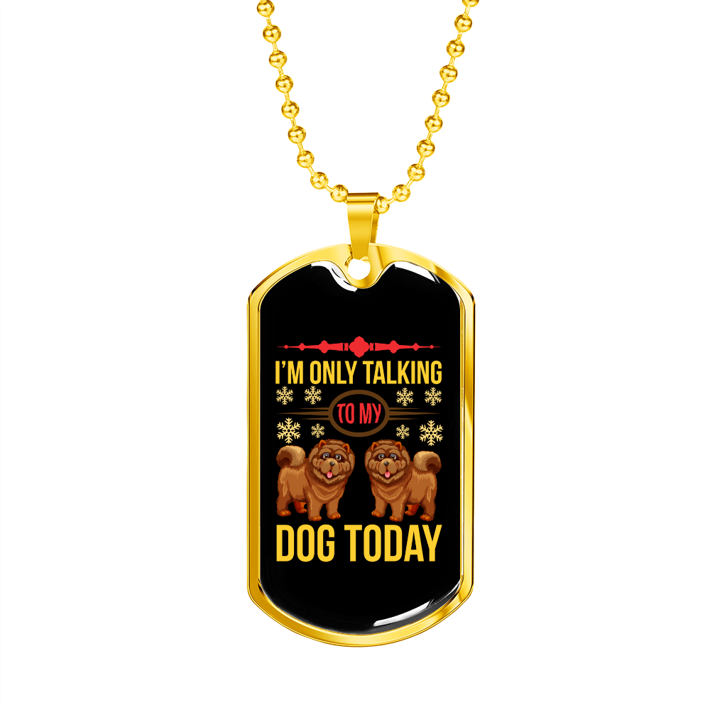 Only Talking to My Dog Today Necklace Stainless Steel or 18k Gold Dog Tag 24" Chain-Express Your Love Gifts