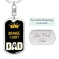 orange Tabby Cat Dad King Keychain Stainless Steel or 18k Gold-Express Your Love Gifts