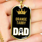 orange Tabby Cat Dad Necklace Stainless Steel or 18k Gold Dog Tag 24" Chain-Express Your Love Gifts