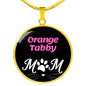 orange Tabby Cat Mom Necklace Circle Pendant Stainless Steel or 18k Gold 18-22"-Express Your Love Gifts