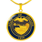 oregon State Seal Necklace Circle Pendant Stainless Steel or 18k Gold 18-22"-Express Your Love Gifts