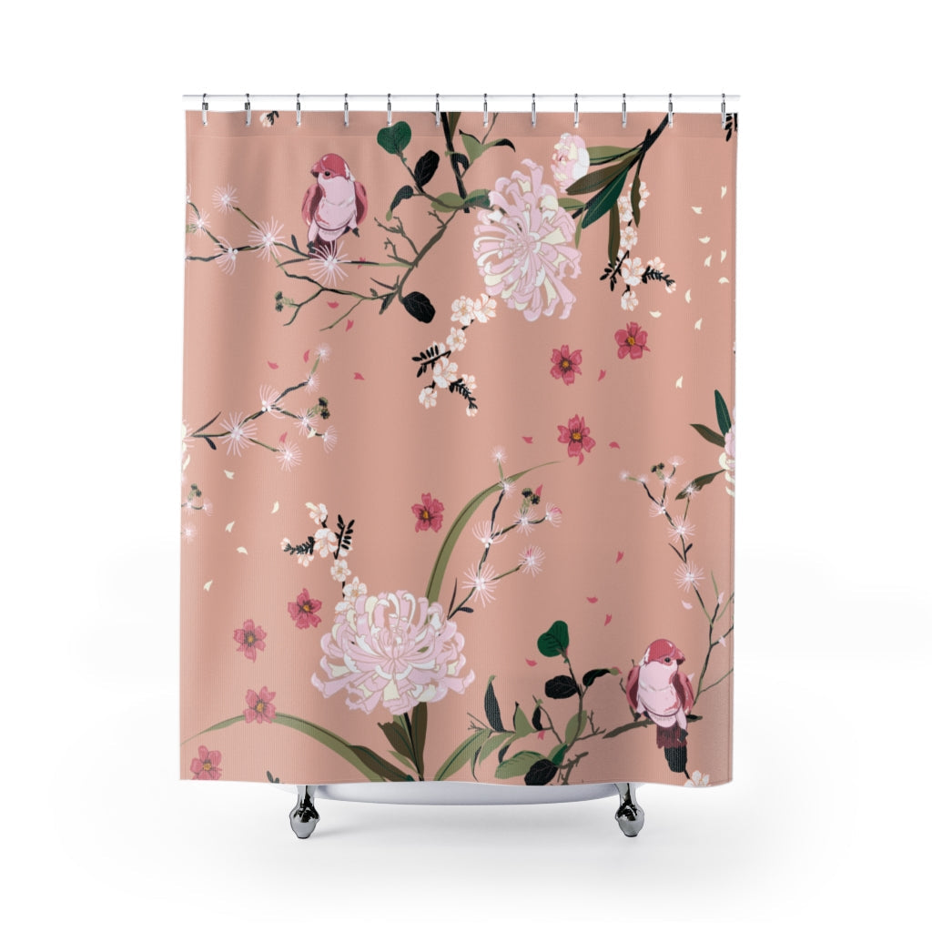 oriental Garden Flower Stylish Design 71" x 74" Elegant Waterproof Shower Curtain for a Spa-like Bathroom Paradise Exceptional Craftsmanship-Express Your Love Gifts
