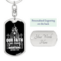 Our Faith Move Matthew 17:20 Keychain Stainless Steel or 18k Gold Dog Tag Keyring-Express Your Love Gifts